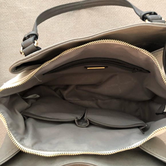Rosetti gray and cream triple entry satchel, 12” x 10”, hardly used - Picture 4 of 5